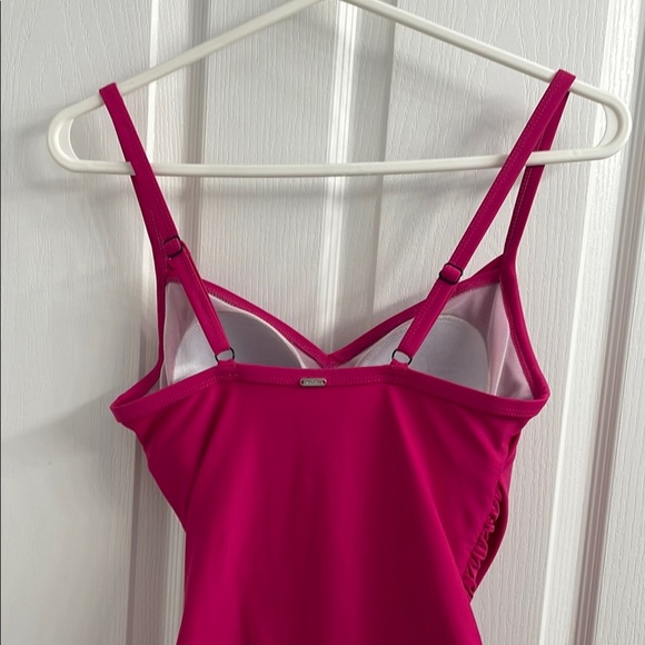 Krista Fuchsia One Piece Swimsuit with Draped Front  V-Neckline Size 8 - Picture 3 of 7